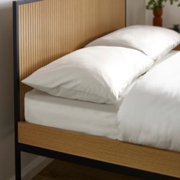 Sia - Double - Low Foot End Bed - Oak/Black - Wooden/Metal - 4ft6 - thumbnail 3