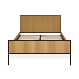 Sia - Double - Low Foot End Bed - Oak/Black - Wooden/Metal - 4ft6 - thumbnail 7