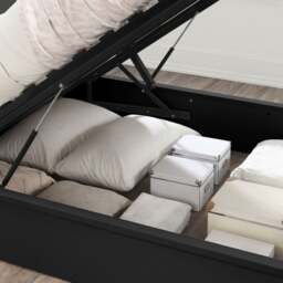 Oslo - Double - Ottoman Storage Bed - Black - Wooden - 4ft6 - Happy Beds - thumbnail 6