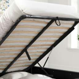 Oslo - Double - Ottoman Storage Bed - Black - Wooden - 4ft6 - Happy Beds - thumbnail 5