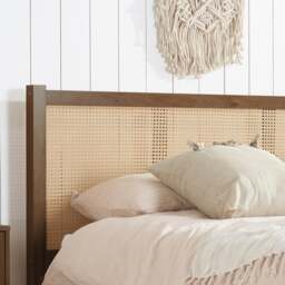 Croxley - Double - Bed Frame - Walnut - Rattan Wood - 4ft6 - Happy Beds - thumbnail 2
