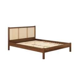 Croxley - Double - Bed Frame - Walnut - Rattan Wood - 4ft6 - Happy Beds - thumbnail 6