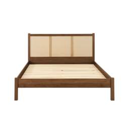 Croxley - Double - Bed Frame - Walnut - Rattan Wood - 4ft6 - Happy Beds - thumbnail 7