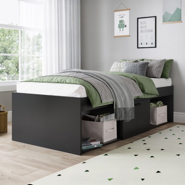 Arctic - Single - Storage Cabin Bed - Black - Wooden - 3ft - Happy Beds - image 1