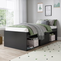 Arctic - Single - Storage Cabin Bed - Black - Wooden - 3ft - Happy Beds - thumbnail 1