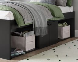Arctic - Single - Storage Cabin Bed - Black - Wooden - 3ft - Happy Beds - thumbnail 2