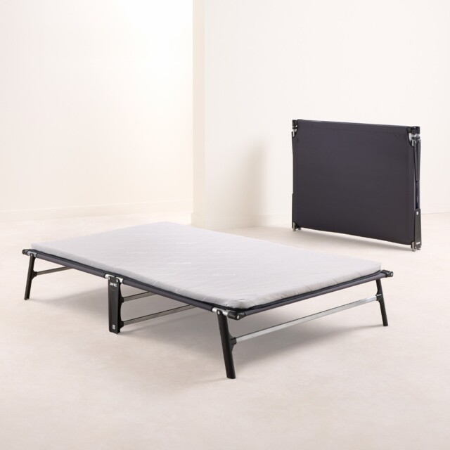 Jay-Be – Single - Compact Folding Bed with Rebound e-Fibre Mattress – White/Black – Metal/Fabric – 2ft - image 1