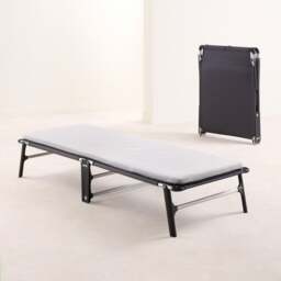 Jay-Be – Single - Compact Folding Bed with Rebound e-Fibre Mattress – White/Black – Metal/Fabric – 2ft - thumbnail 2