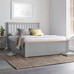 Malmo - King Size - Ottoman Bed - Grey - Wood - King - Happy Beds