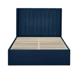 Leila - Double - Storage Bed - Blue - Velvet - 4ft - thumbnail 6