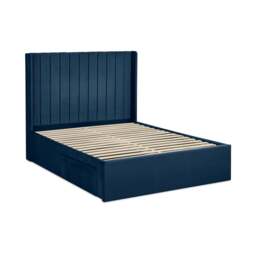 Leila - Double - Storage Bed - Blue - Velvet - 4ft - thumbnail 5
