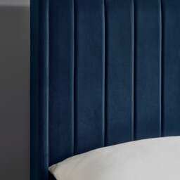 Leila - Double - Storage Bed - Blue - Velvet - 4ft - thumbnail 3