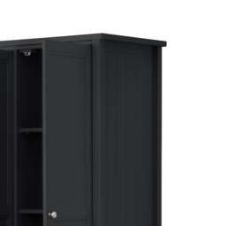 Maine - 3 Door Combination Wardrobe - Dark Grey - Wooden - Happy Beds - thumbnail 3