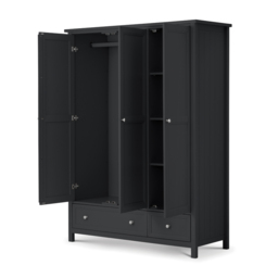 Maine - 3 Door Combination Wardrobe - Dark Grey - Wooden - Happy Beds - thumbnail 1