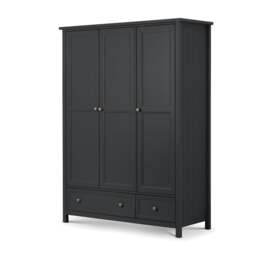 Maine - 3 Door Combination Wardrobe - Dark Grey - Wooden - Happy Beds - thumbnail 2