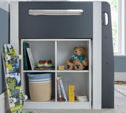 Lacy - Single - Storage Midsleeper Bed - Grey-White - Wooden - 3ft - Happy Beds - thumbnail 7