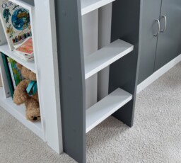 Lacy - Single - Storage Midsleeper Bed - Grey-White - Wooden - 3ft - Happy Beds - thumbnail 4