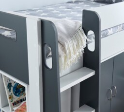 Lacy - Single - Storage Midsleeper Bed - Grey-White - Wooden - 3ft - Happy Beds - thumbnail 3