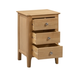 Cotswold - 3 Drawer Bedside Table - Oak - Wooden - Happy Beds - thumbnail 2