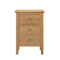 Cotswold - 3 Drawer Bedside Table - Oak - Wooden - Happy Beds - thumbnail 3