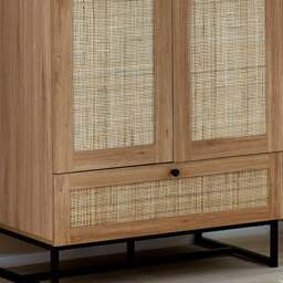 Padstow - Combination Wardrobe - Oak - Wooden/Rattan - Happy Beds - thumbnail 5