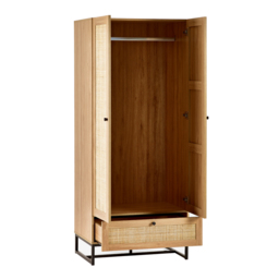 Padstow - Combination Wardrobe - Oak - Wooden/Rattan - Happy Beds - thumbnail 3
