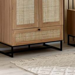 Padstow - Combination Wardrobe - Oak - Wooden/Rattan - Happy Beds - thumbnail 7
