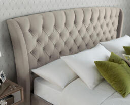 Newton - Double Bed - 4 Drawer Storage - Neutral Stone - Velvet - 4ft6 - Happy Beds - thumbnail 7