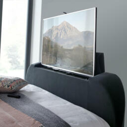 Sherlock - King Size - Side-Opening Ottoman Storage Electric TV Bed - Dark Grey - Velvet - 5ft - Happy Beds - thumbnail 7