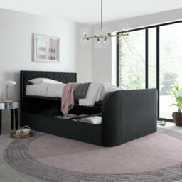 Sherlock - King Size - Side-Opening Ottoman Storage Electric TV Bed - Dark Grey - Velvet - 5ft - Happy Beds - thumbnail 3