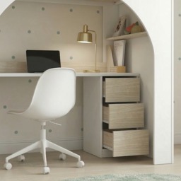 Curve - Single - Storage High Sleeper Bed with Desk, Shelving and Wardrobe - White/Oak - Wooden - 3ft - thumbnail 4
