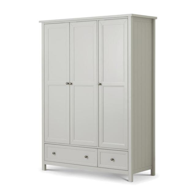 Maine - 3 Door Combination Wardrobe - Dove Grey - Wooden - Happy Beds - image 1