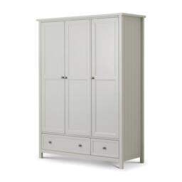 Maine - 3 Door Combination Wardrobe - Dove Grey - Wooden - Happy Beds - thumbnail 1