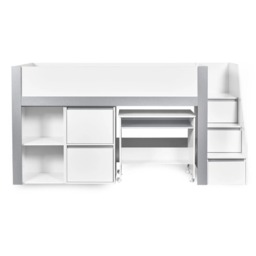 Gaia - Single - Storage Mid Sleeper with Shelving, Drawers and a Pull-Out Desk - White/Silver - Wooden - 3ft - thumbnail 8