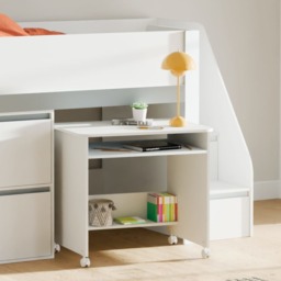 Gaia - Single - Storage Mid Sleeper with Shelving, Drawers and a Pull-Out Desk - White/Silver - Wooden - 3ft - thumbnail 3