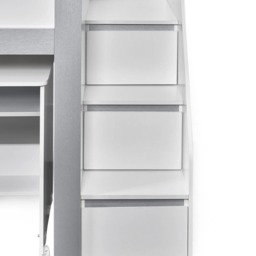 Gaia - Single - Storage Mid Sleeper with Shelving, Drawers and a Pull-Out Desk - White/Silver - Wooden - 3ft - thumbnail 5