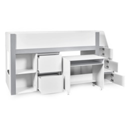 Gaia - Single - Storage Mid Sleeper with Shelving, Drawers and a Pull-Out Desk - White/Silver - Wooden - 3ft - thumbnail 6