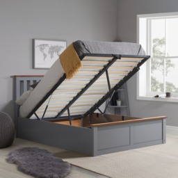 Phoenix - Double - Ottoman Storage Bed - Stone Grey - Wooden - Double - Happy Beds - thumbnail 2