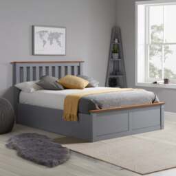Phoenix - Double - Ottoman Storage Bed - Stone Grey - Wooden - Double - Happy Beds - thumbnail 1