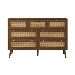 Croxley - 7 Drawer Chest of Drawers - Walnut - Rattan - Wooden - Happy Beds - thumbnail 7