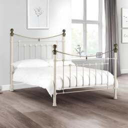 Victoria - Double - White - Metal - High Foot-End Bed - 4ft6 - Happy Beds - thumbnail 1