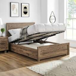 Rodley - Super King Size - Ottoman Storage Bed - Oak - Wooden - 6ft - Happy Beds - thumbnail 2
