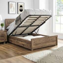 Rodley - Super King Size - Ottoman Storage Bed - Oak - Wooden - 6ft - Happy Beds - thumbnail 3