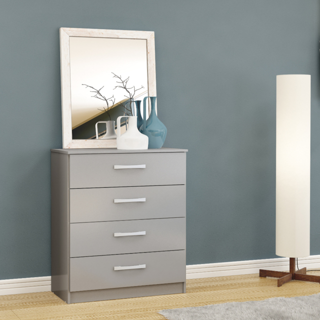 Lynx - 4 Drawer Chest - Grey - Wooden - Happy Beds - image 1