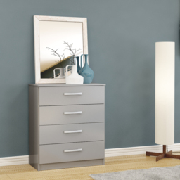 Lynx - 4 Drawer Chest - Grey - Wooden - Happy Beds - thumbnail 1