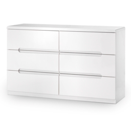 Manhattan - Gloss 6 Drawer Wide Chest - White - Wooden - Happy Beds