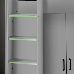 Hercules - Single - Kids High Sleeper - Desk - Wardrobe and Storage - White - Wooden - 3ft - Happy Beds - thumbnail 6