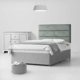 Cornell - Double - Lined Headboard - Light Grey - Velvet - 4ft6 - Happy Beds - thumbnail 2