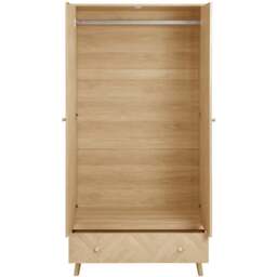 Herringford – 2 Door 1 Drawer Wardrobe - Oak – Wooden – Happy Beds - thumbnail 7