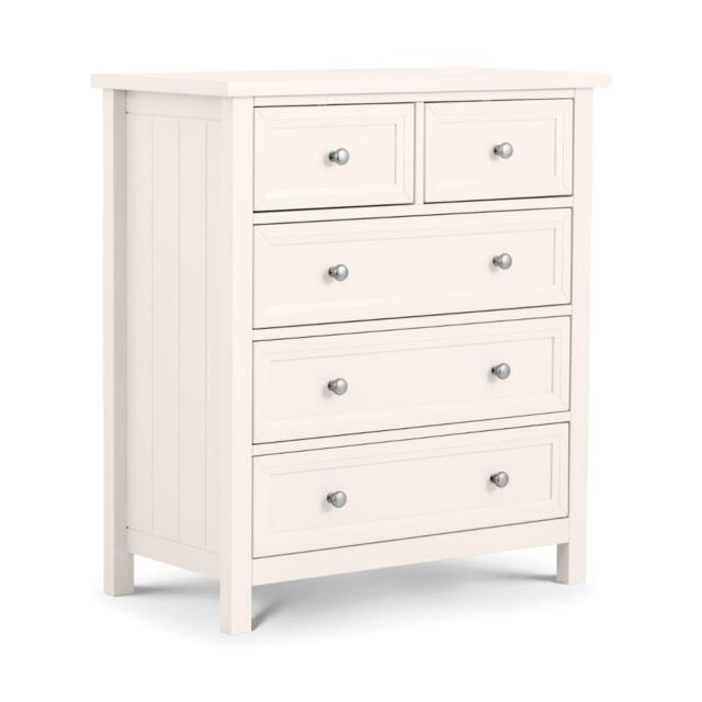 Maine - 3 + 2 Drawer Chest - White - Wooden - Happy Beds - image 1